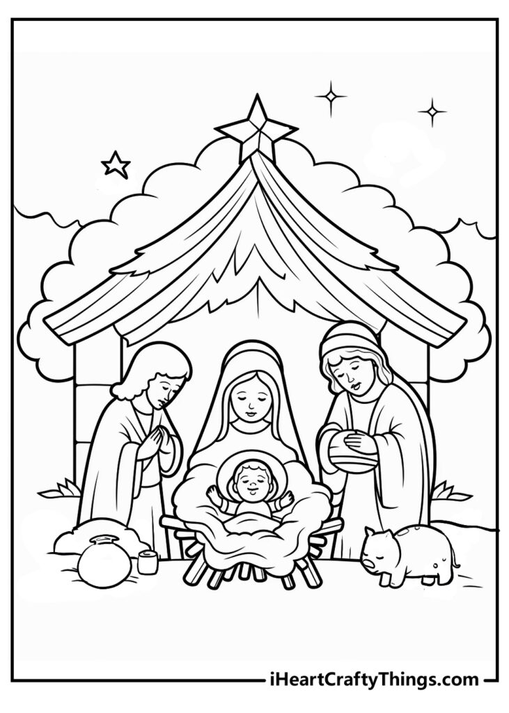 Kids Nativity Coloring Pages - Free coloring pages to print
