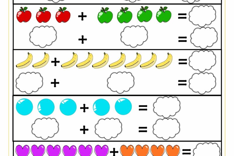 Kindergarten Adding With Pictures Worksheets