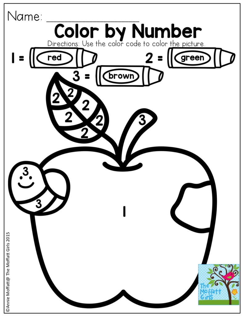 Kindergarten Color By Number Printables