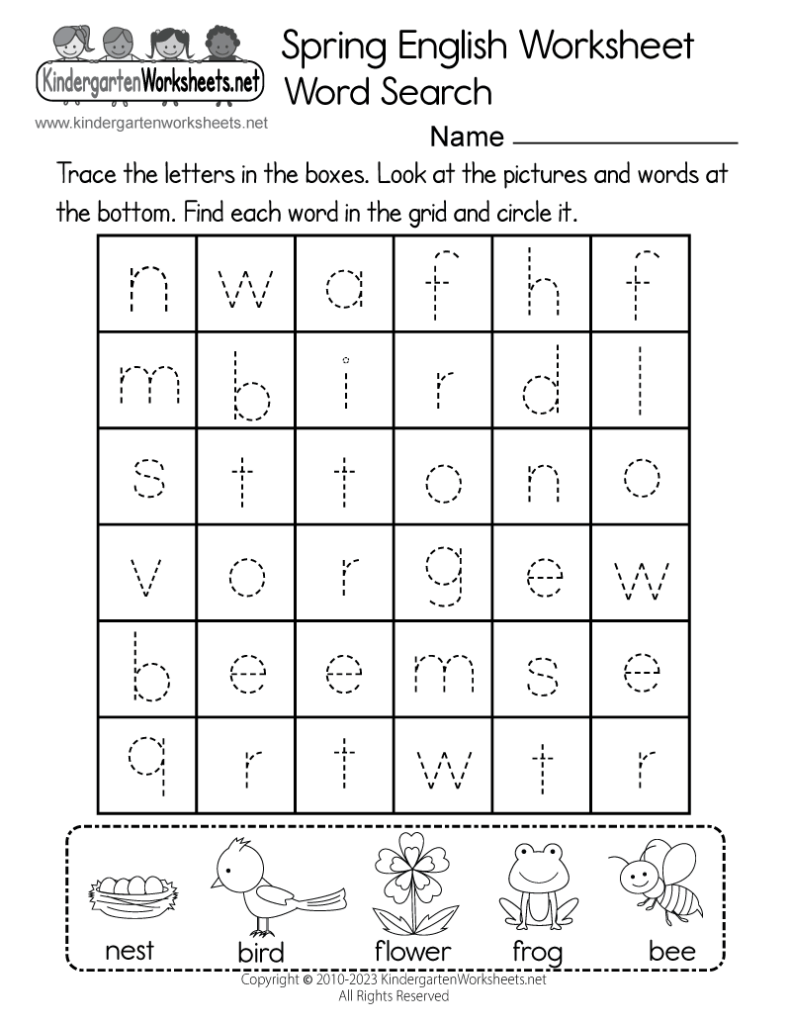 Kindergarten English Worksheets Free Printables