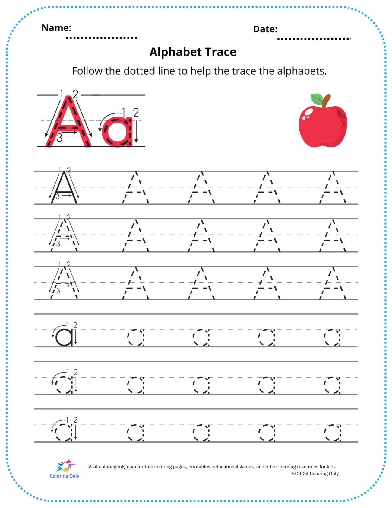 Kindergarten Free Printable Preschool Worksheets Tracing Letters - Free Printable Alphabet Trace Sheets + More! - Printables for Everyone ...