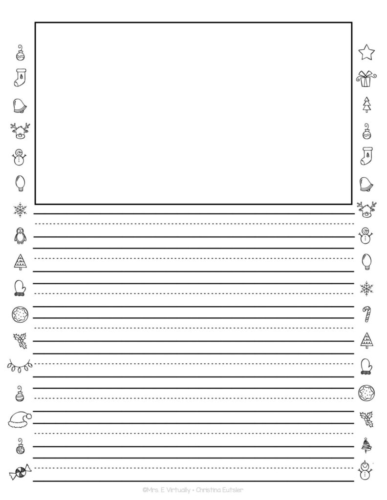 Kindergarten Writing Paper with Picture Box – Free Printable Kindergarten writing paper with a picture box for creative writing