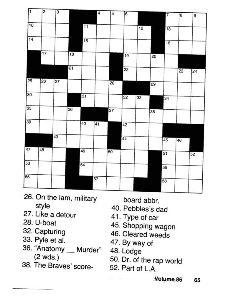 Large Print Crossword Puzzles For Seniors - Free Printable Crosswords