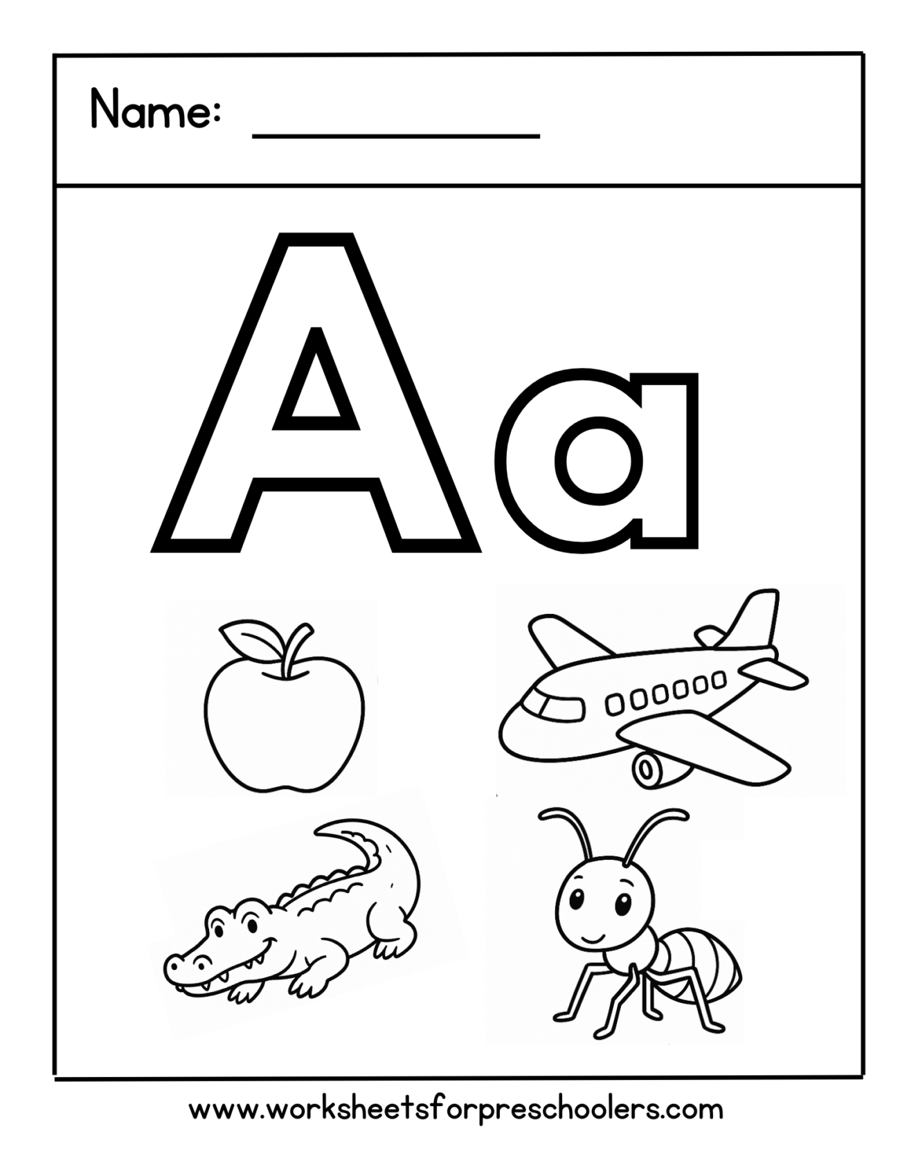 Letter A Coloring Sheets For Preschoolers - Letter A Coloring Page Worksheet for Preschool and Kindergarten