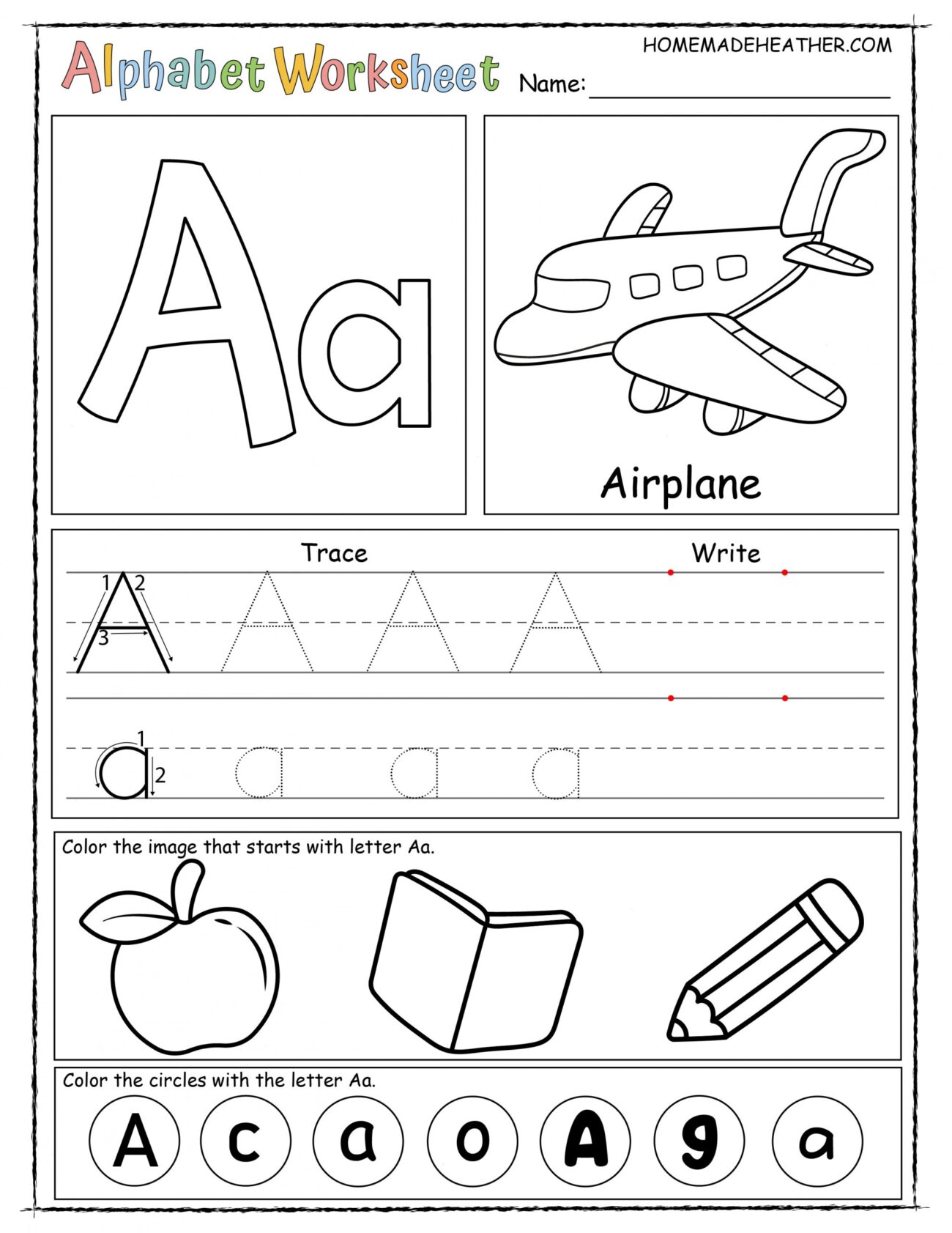 Letter A Worksheet For Kindergarten - Free printable kindergarten alphabet worksheet, Download Free printable ...