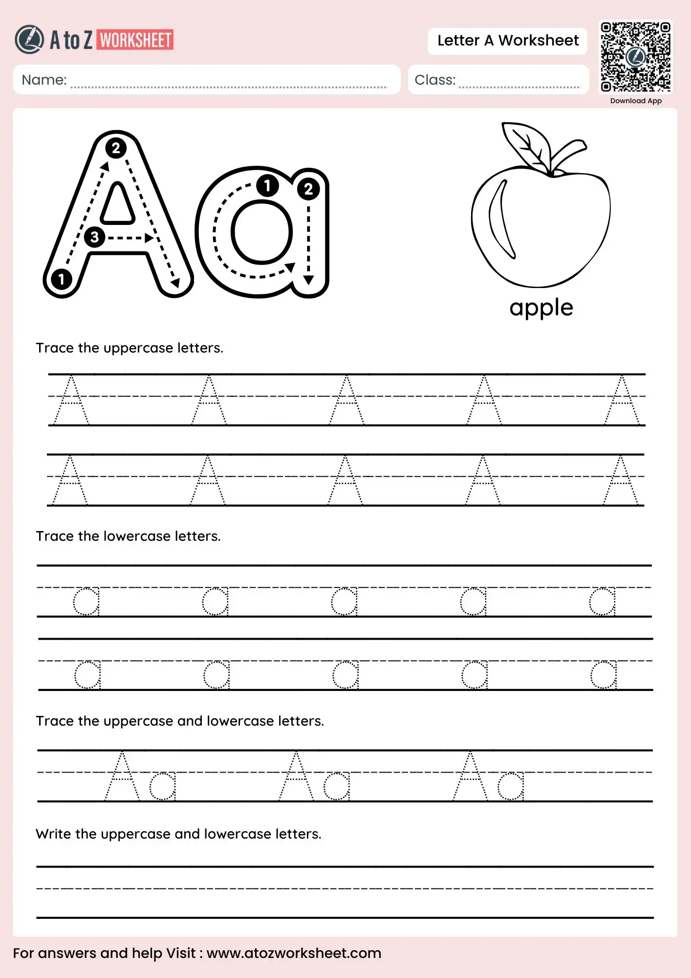 Engaging Letter A Worksheets For Preschool featuring tracing and writing exercises for kids