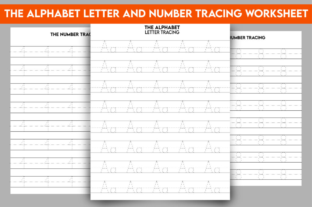 Free printable Letter And Number Tracing Sheets featuring tracing lines for letters and numbers