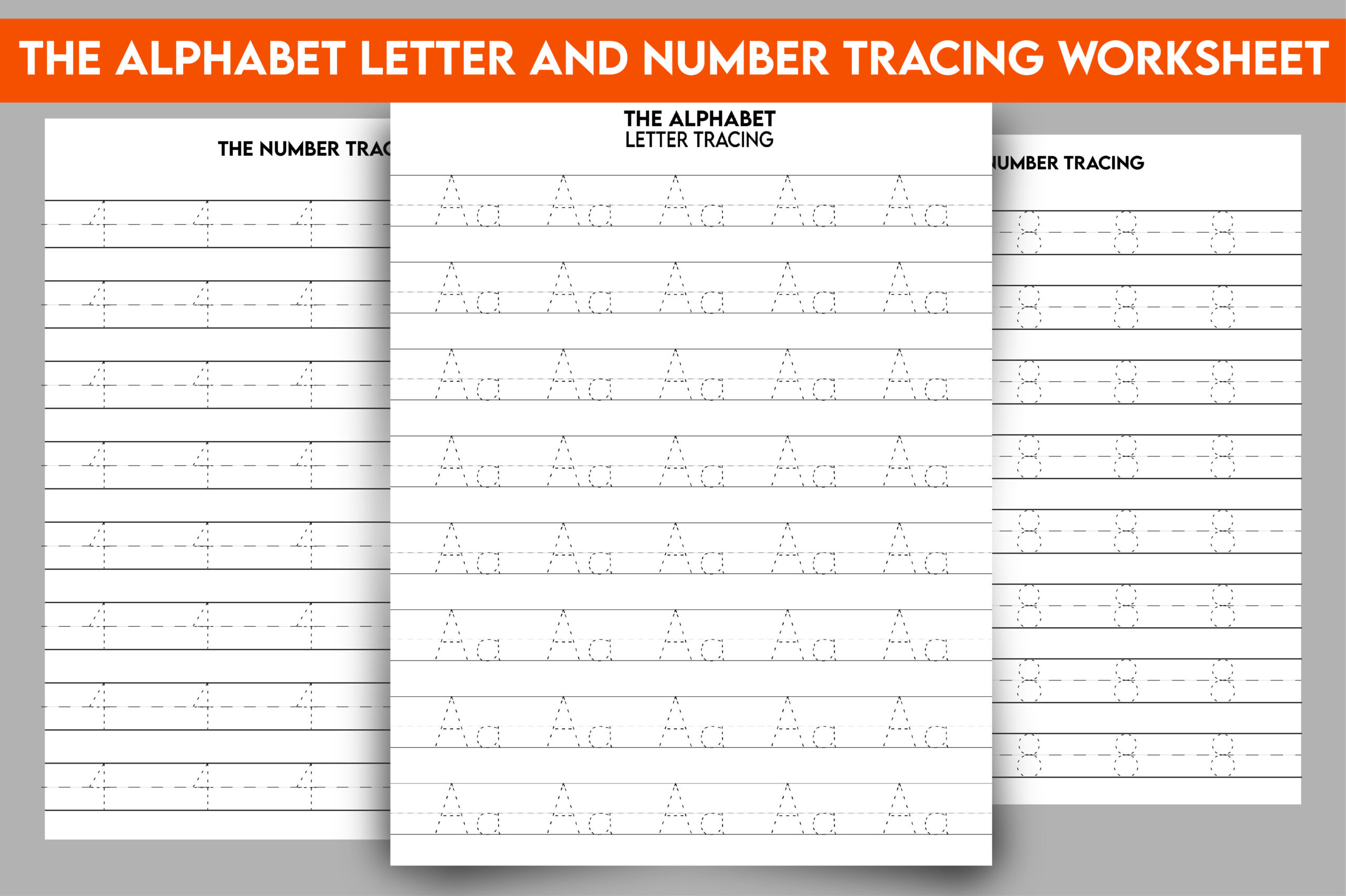 Free printable Letter And Number Tracing Sheets featuring tracing lines for letters and numbers