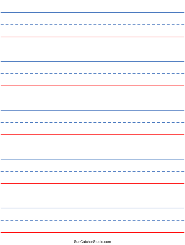 Printable lined paper template for kindergarten handwriting practice