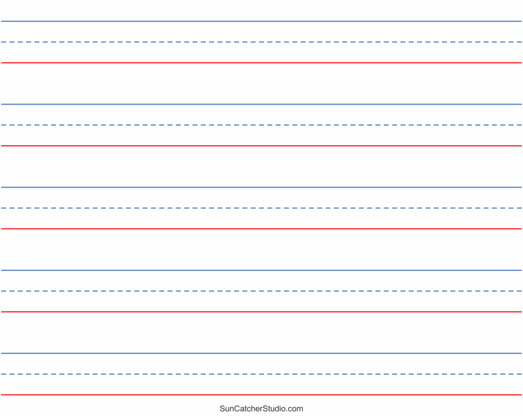 Lined Paper for Writing Practice Simple lined paper template with blue and red guidelines for writing practice