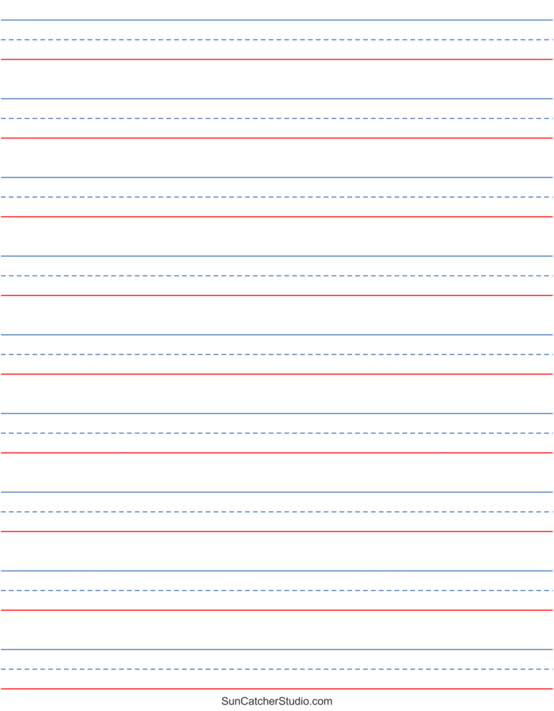 Lined Paper Template for Writing Practice Printable lined paper template with red and blue lines for writing exercises
