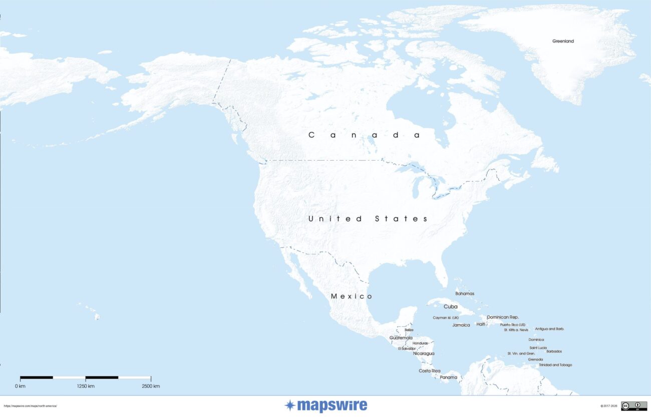Map Of North America Printable Free - Free Maps of North America | Mapswire