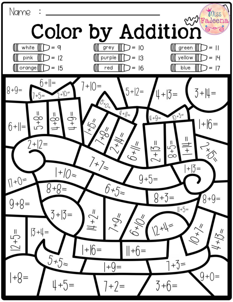 Math Coloring Sheets 2nd Grade - Christmas Addition Math Worksheets 2nd Grade Coloring ...