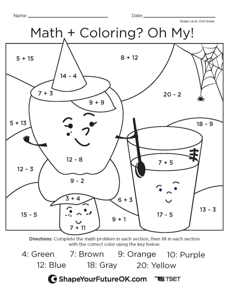 Math Coloring Sheets For 2nd Grade