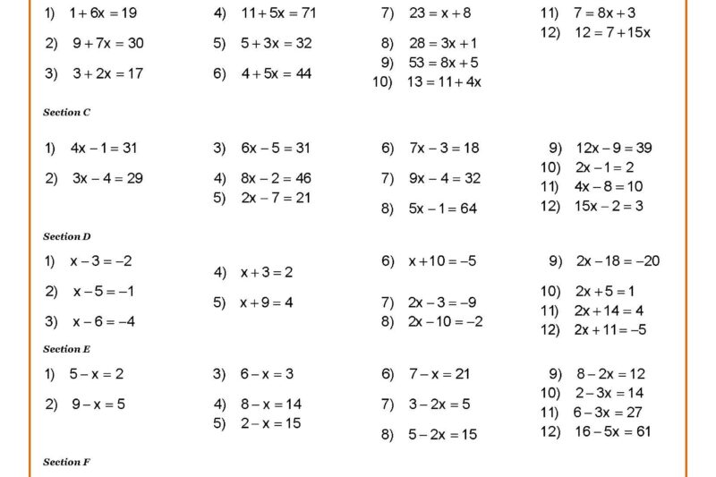Math For 7th Grade Worksheets