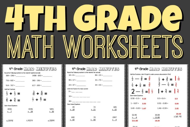 Math Printouts For 4th Graders