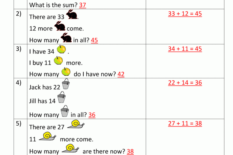 Math Problems For 2nd Graders With Answers