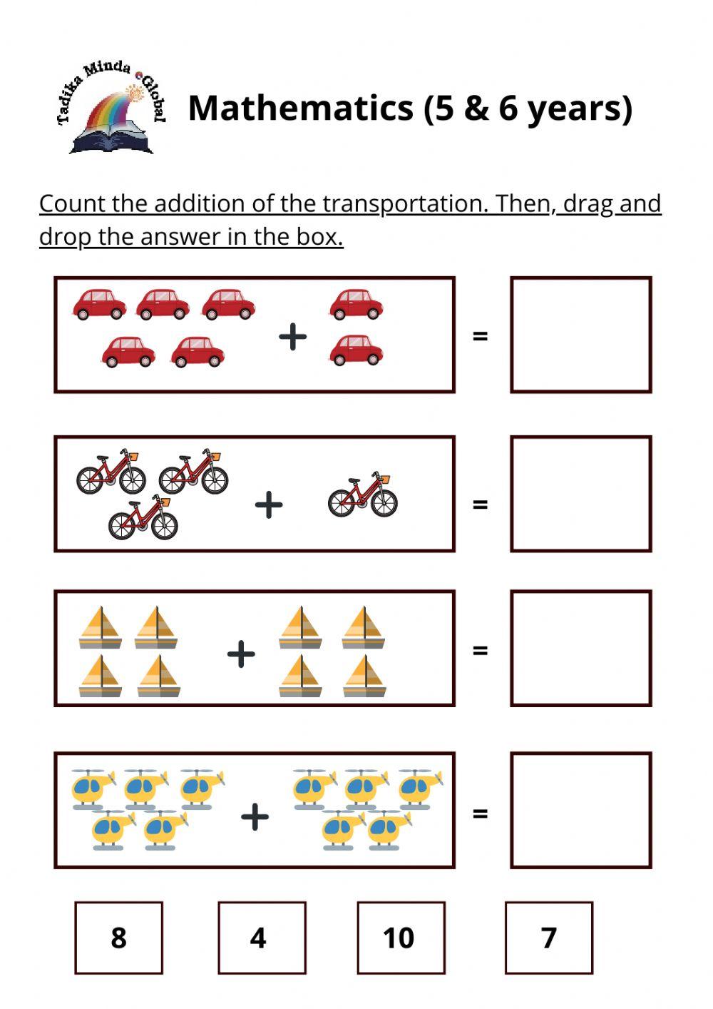 Math Problems For 5 Year Olds - 5 & 6 Years: Ma… | Free Interactive Worksheets | 610707