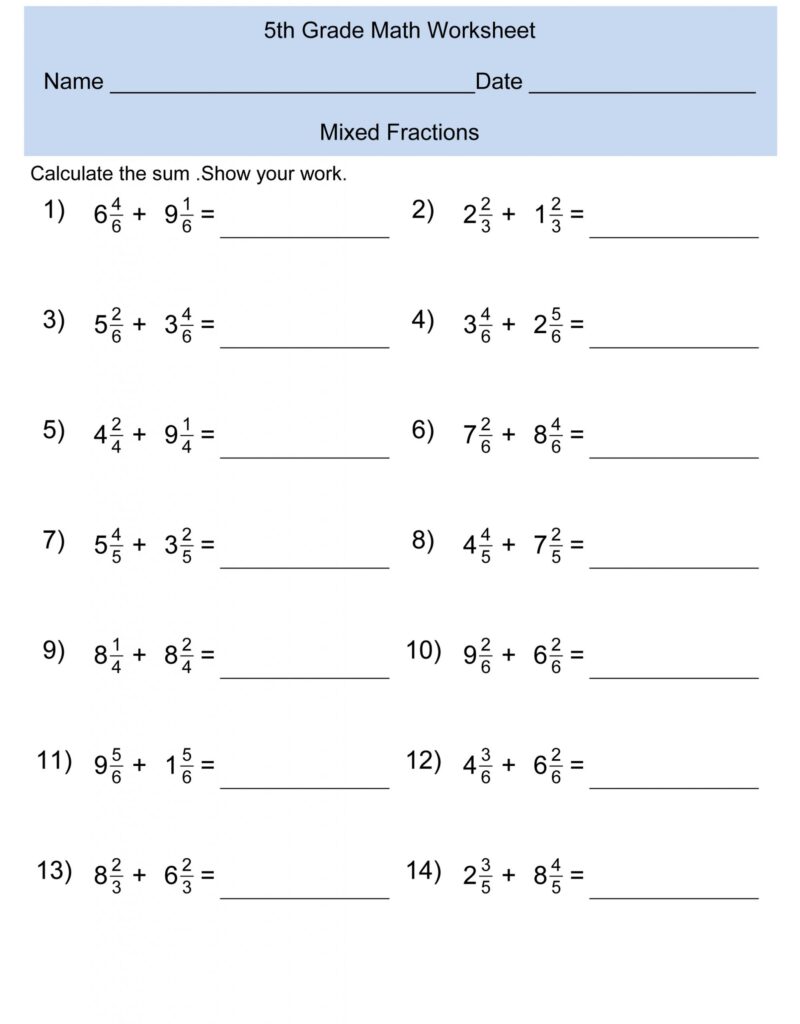 Math Worksheet For 5th Grade – Fifth Grade Math Worksheets Addition to Decimals | Learning Printable Math Worksheet For 5th Grade - Fifth Grade Math Worksheets Addition to Decimals | Learning Printable