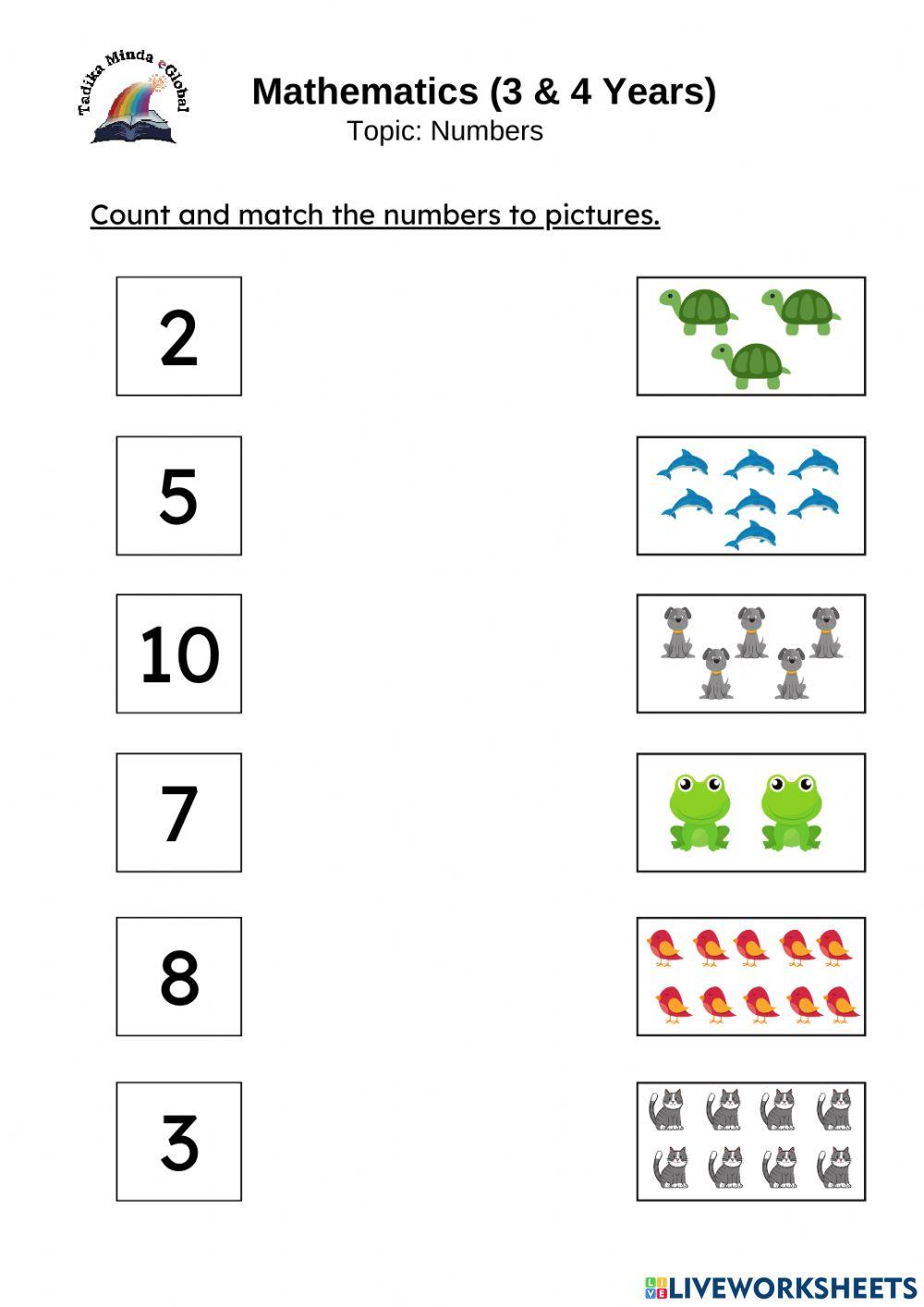Math Worksheets For 4 Year Olds - 3 4 Year Old Math Worksheets 500x647