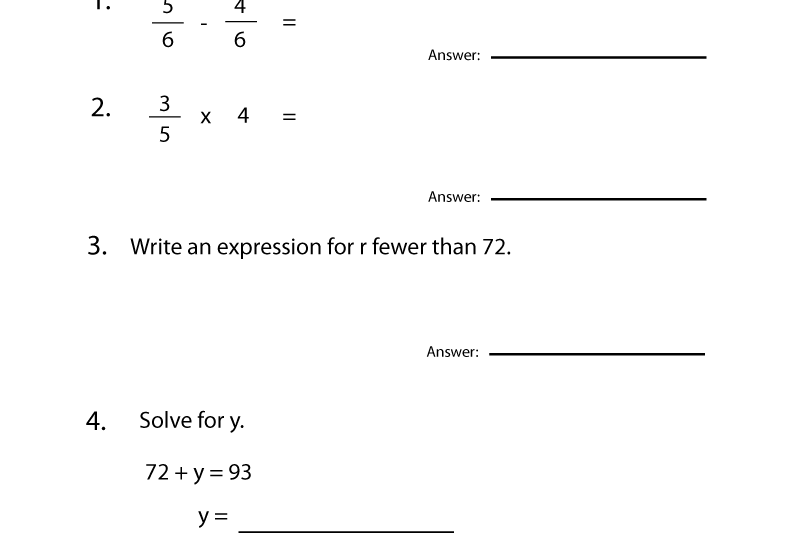 Math Worksheets For 4th And 5th Graders