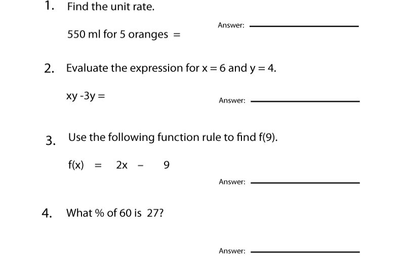 Math Worksheets For 8th Graders With Answers