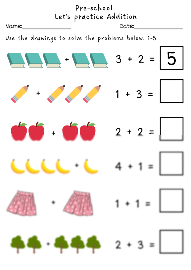 Math Worksheets For Pre K To Kindergarten - Addition Worksheets - Planning Playtime - Worksheets Library
