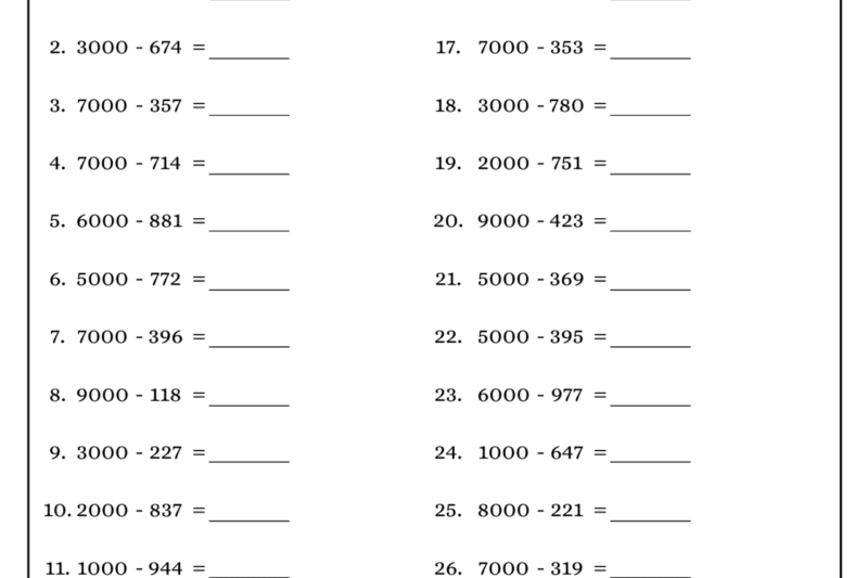 Mathematics Worksheet For Class 4