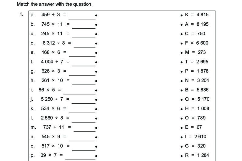 Maths Worksheet For Class 4