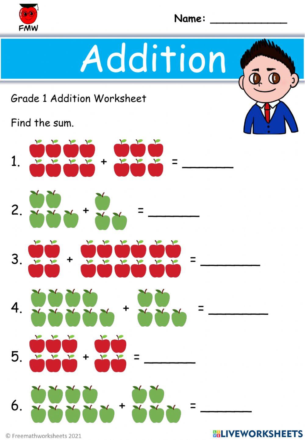 Maths Worksheets For Grade 1 - Grade 1 addition up to 20 with pictures and visuals math school ...