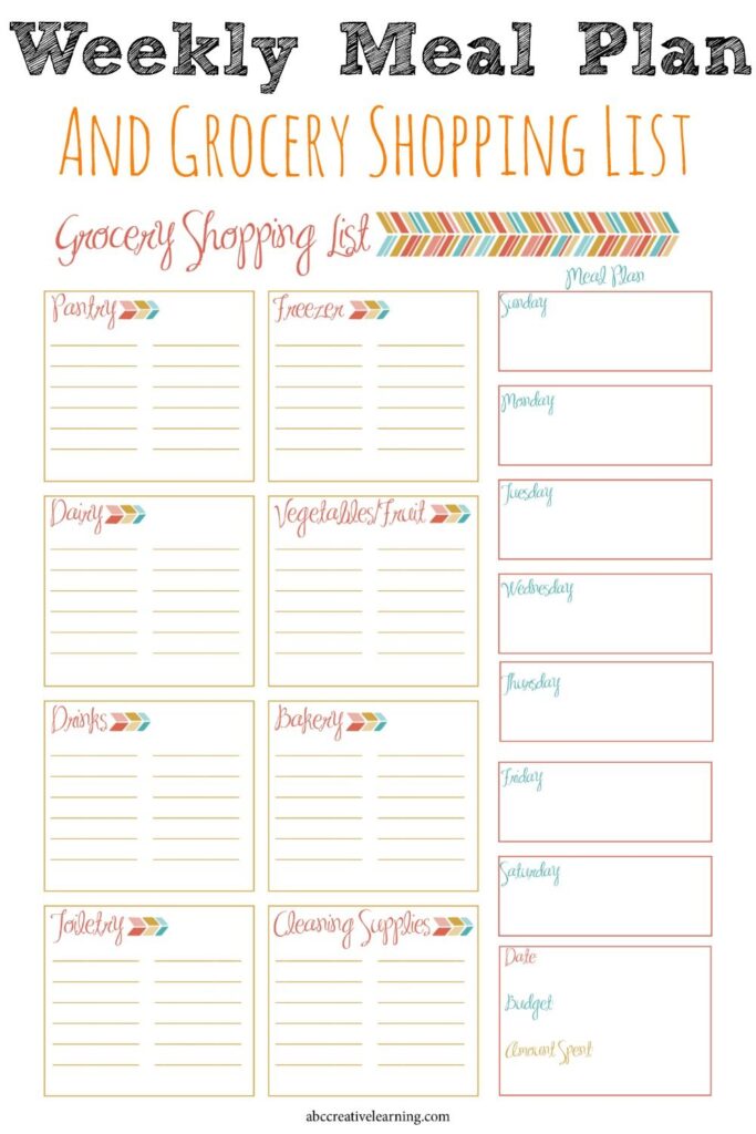 Meal Planner And Grocery List Free - Free Printable Weekly Meal Planner Template With Grocery List