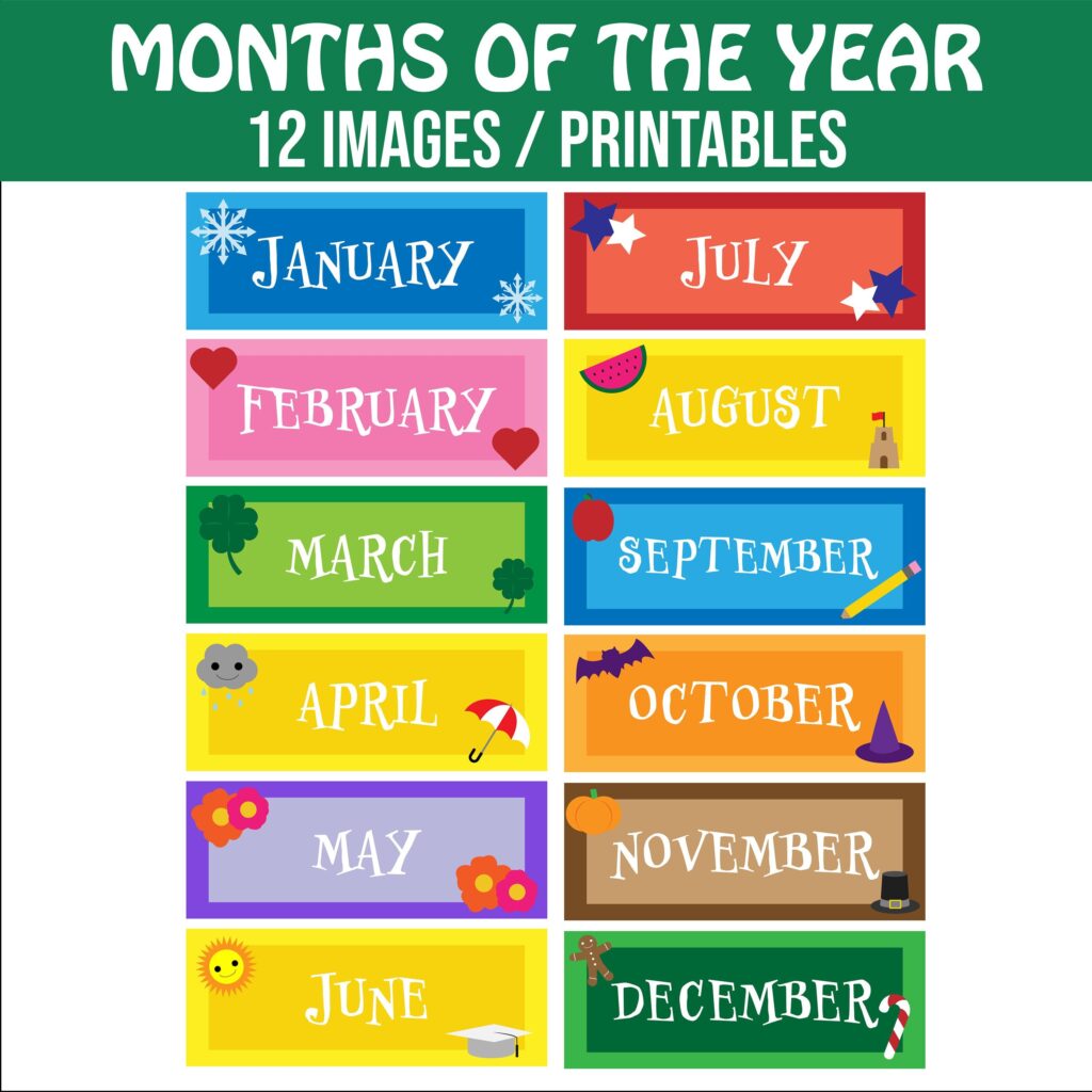 Months Of The Year Print - Months of the Year Printable - 12 Images / Printables for Classroom ...