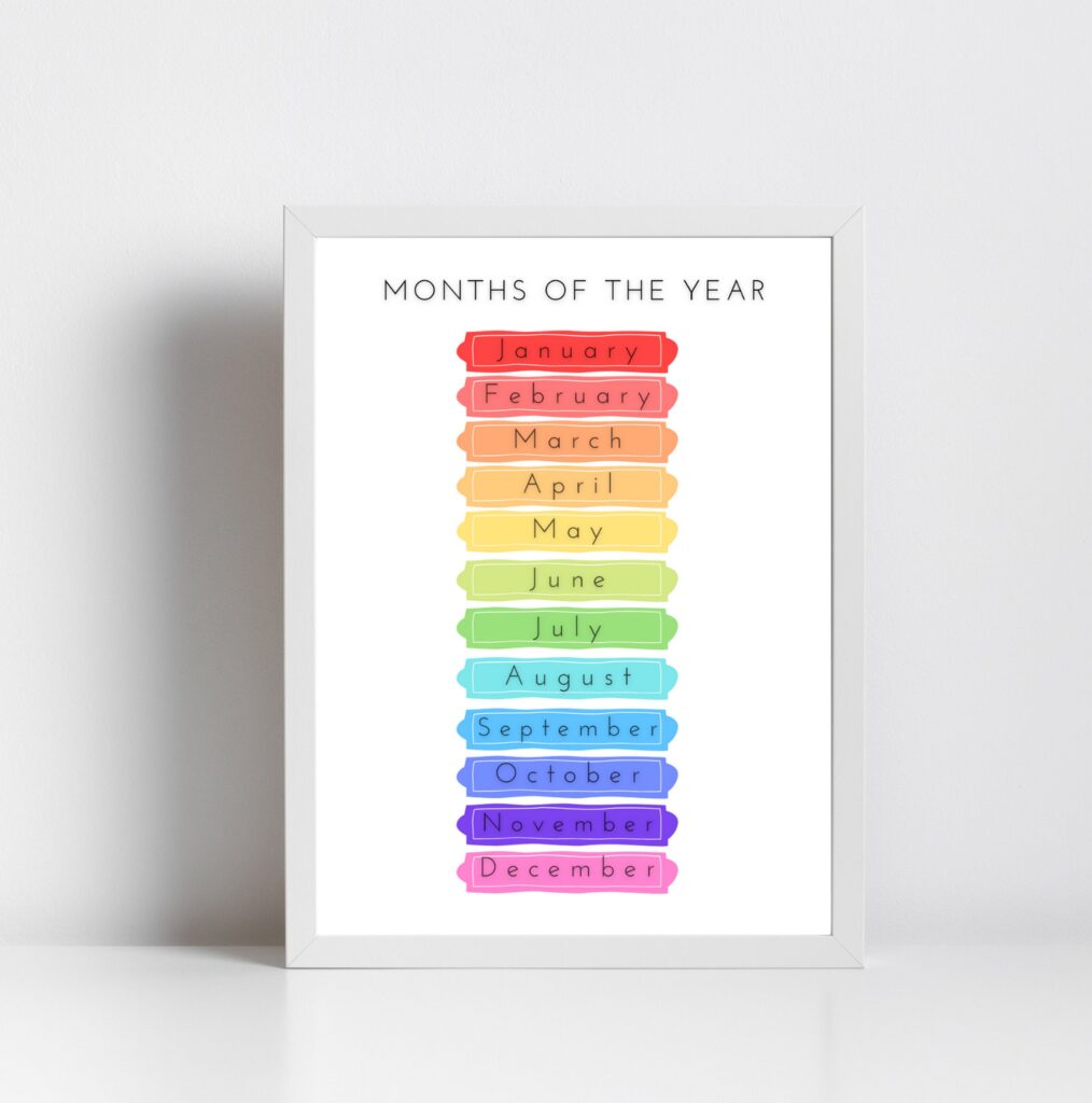 Months of the Year Print, Fill in the Blank, Educational Prints ...