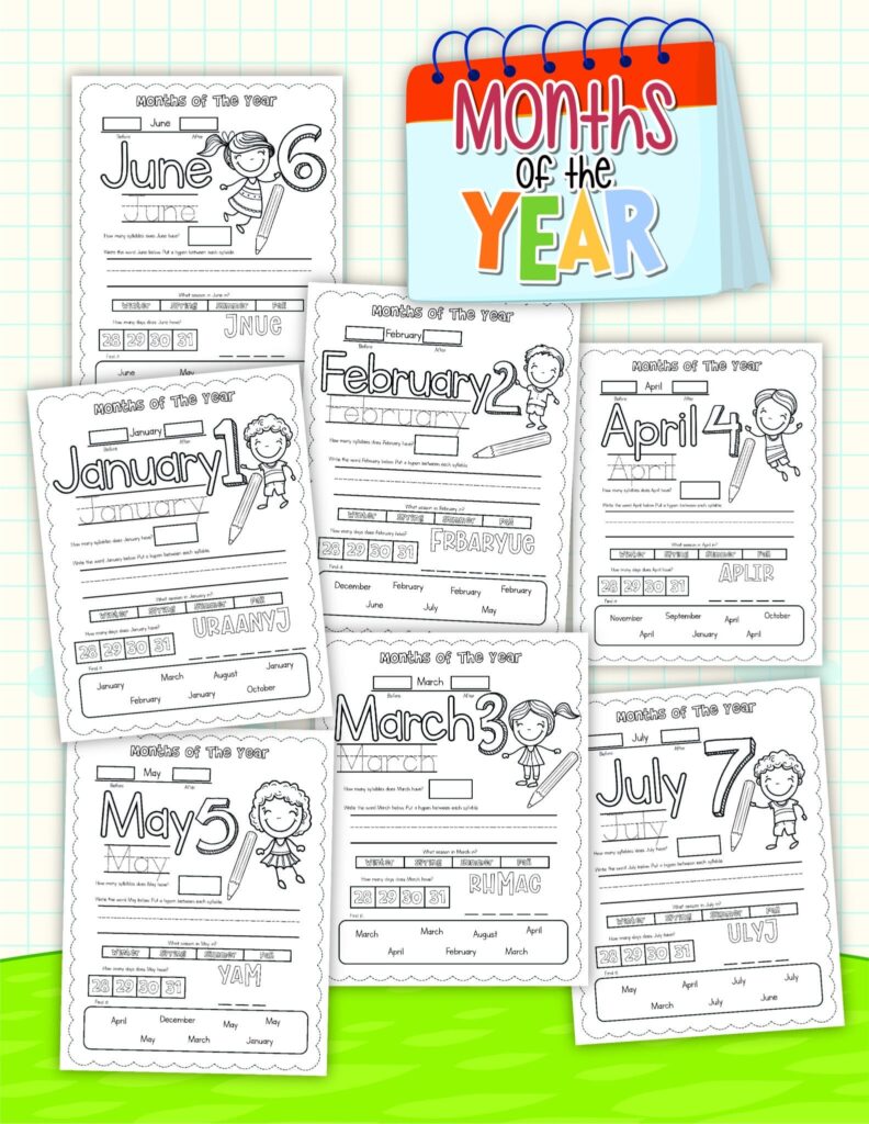 Months Of The Year Printable Activity – Engaging Learning Tool Printable activity featuring months of the year for kids to complete