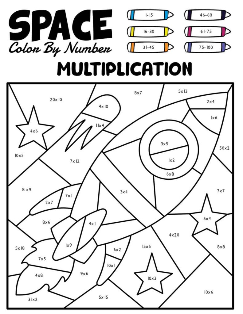Multiplication Color By Number Worksheets - BITAMOORING