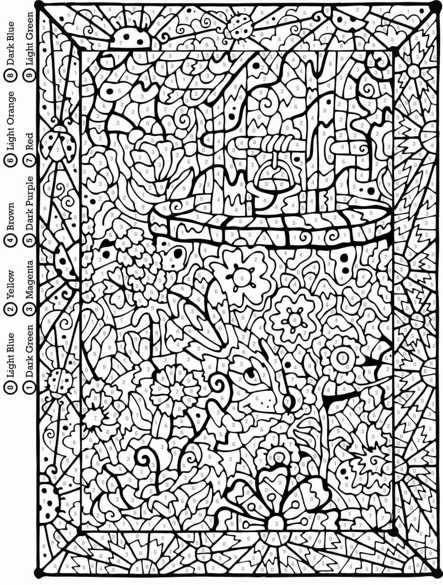 Mystery Color By Number For Adults Printable - Difficult Mystery Color By Number For Adults