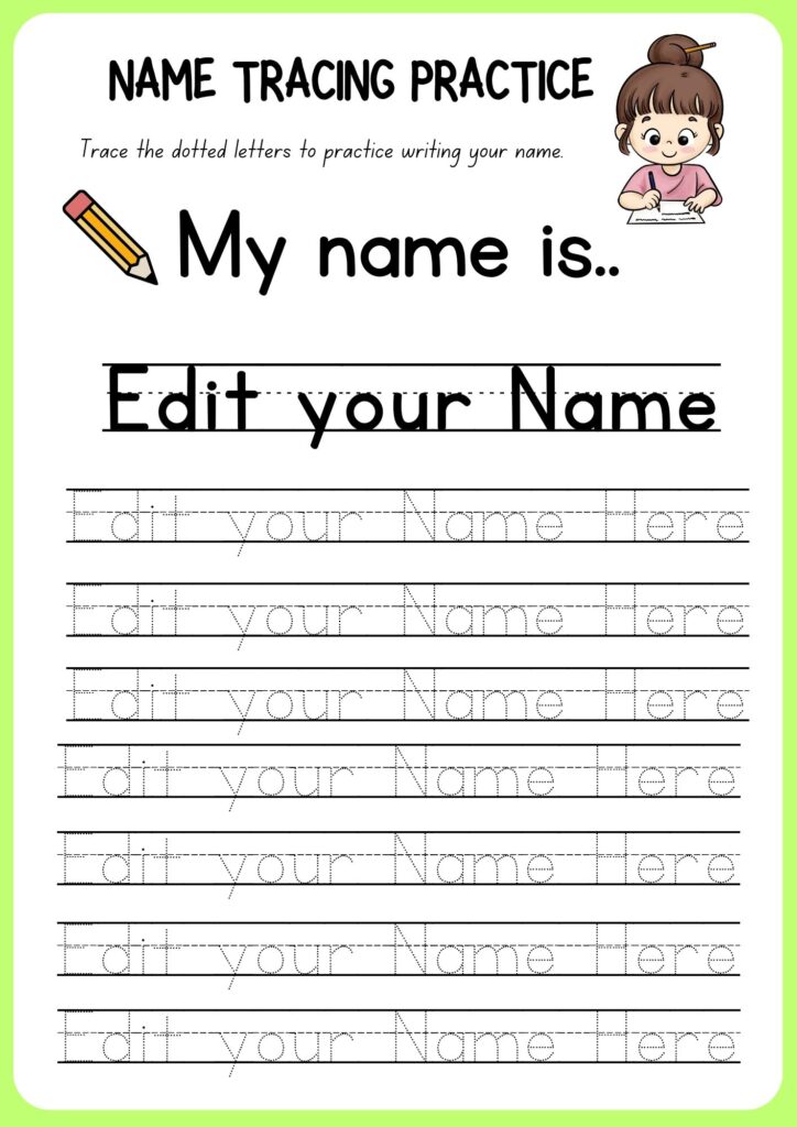 Name Tracing and Writing Practice Sheets for Kids Name Tracing ...