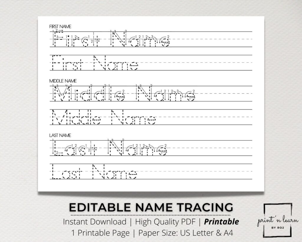 Name Tracing Editable Practice Name Tracing and Writing Sheets and ...