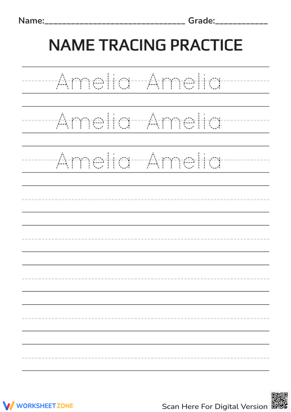 Name Tracing Practice With Lines - Free Editable and Printable Name Tracing Worksheets - Worksheets Library