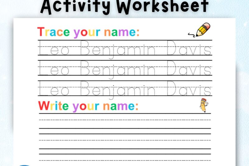 Name Writing Practice Sheets For Kindergarten