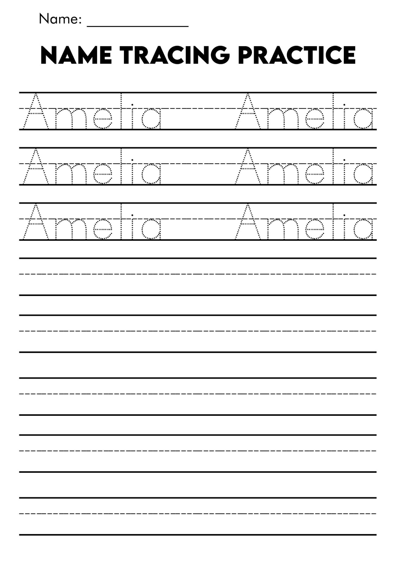 Name Writing Practice Sheets Free Printable - Name tracing editable worksheets library - Worksheets Library