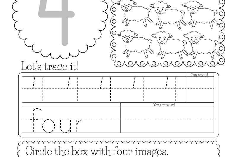 Number 4 Worksheets For Kindergarten