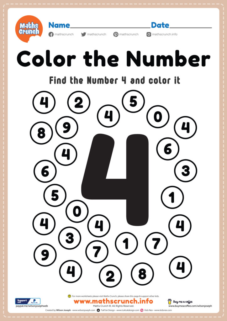 Number 4 Worksheets For Preschool