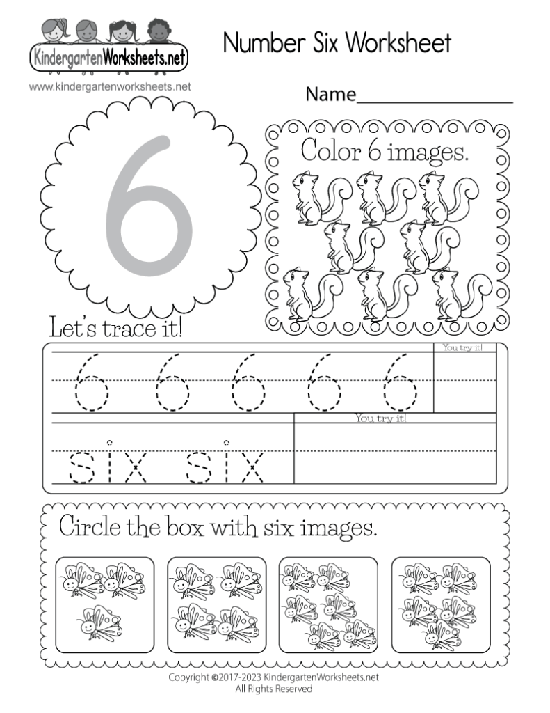 Number 6 Worksheets For Kindergarten - Number Six Worksheet - Free Printable & PDF