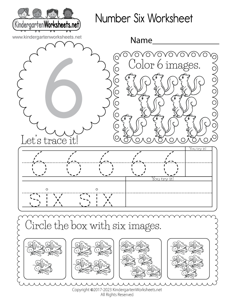 Number 6 Worksheets For Kindergarten - Number Six Worksheet - Free Printable & PDF