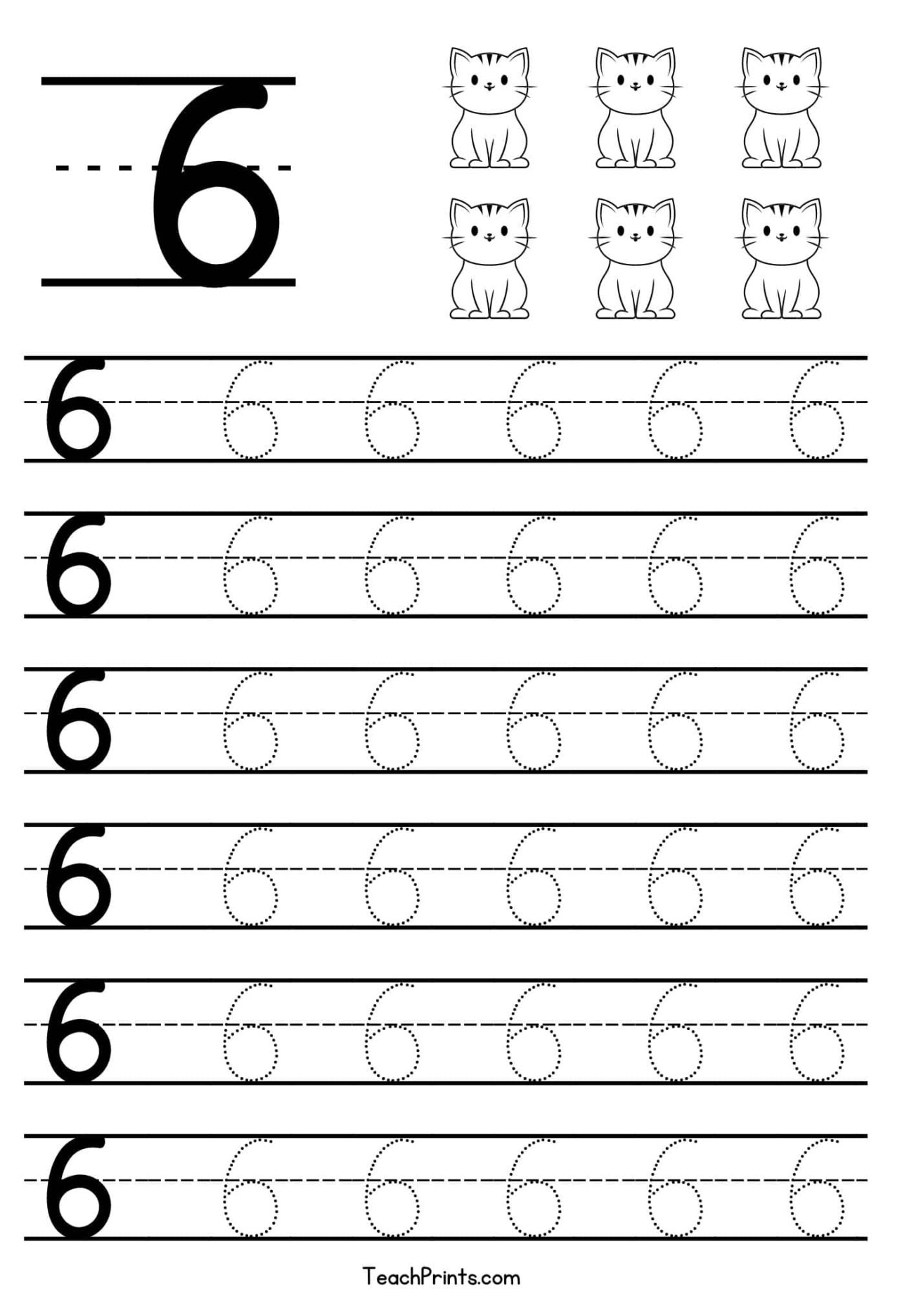 Number 6 Worksheets For Preschool - Number Tracing Worksheet 4 6 Numbers Preschool