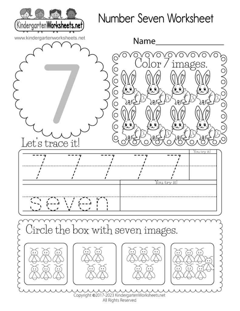 Number 7 Worksheets For Kindergarten - Free Printable Number Seven Worksheet