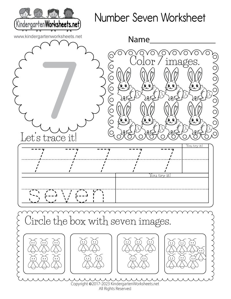 Number 7 Worksheets For Kindergarten - Free Printable Number Seven Worksheet