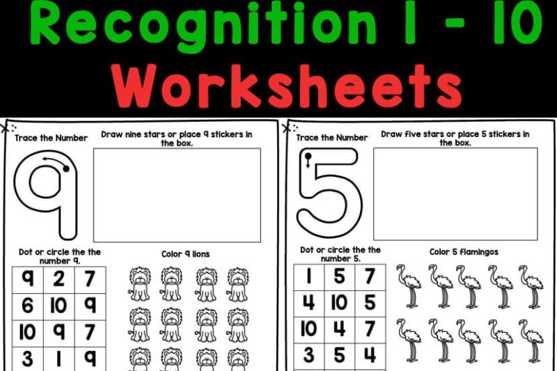 Number Identification Worksheets 1 10