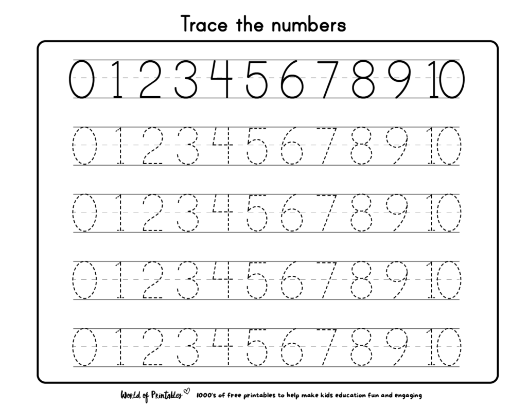 Number Tracing 1 to 10 Activities - World of Printables - Worksheets ...